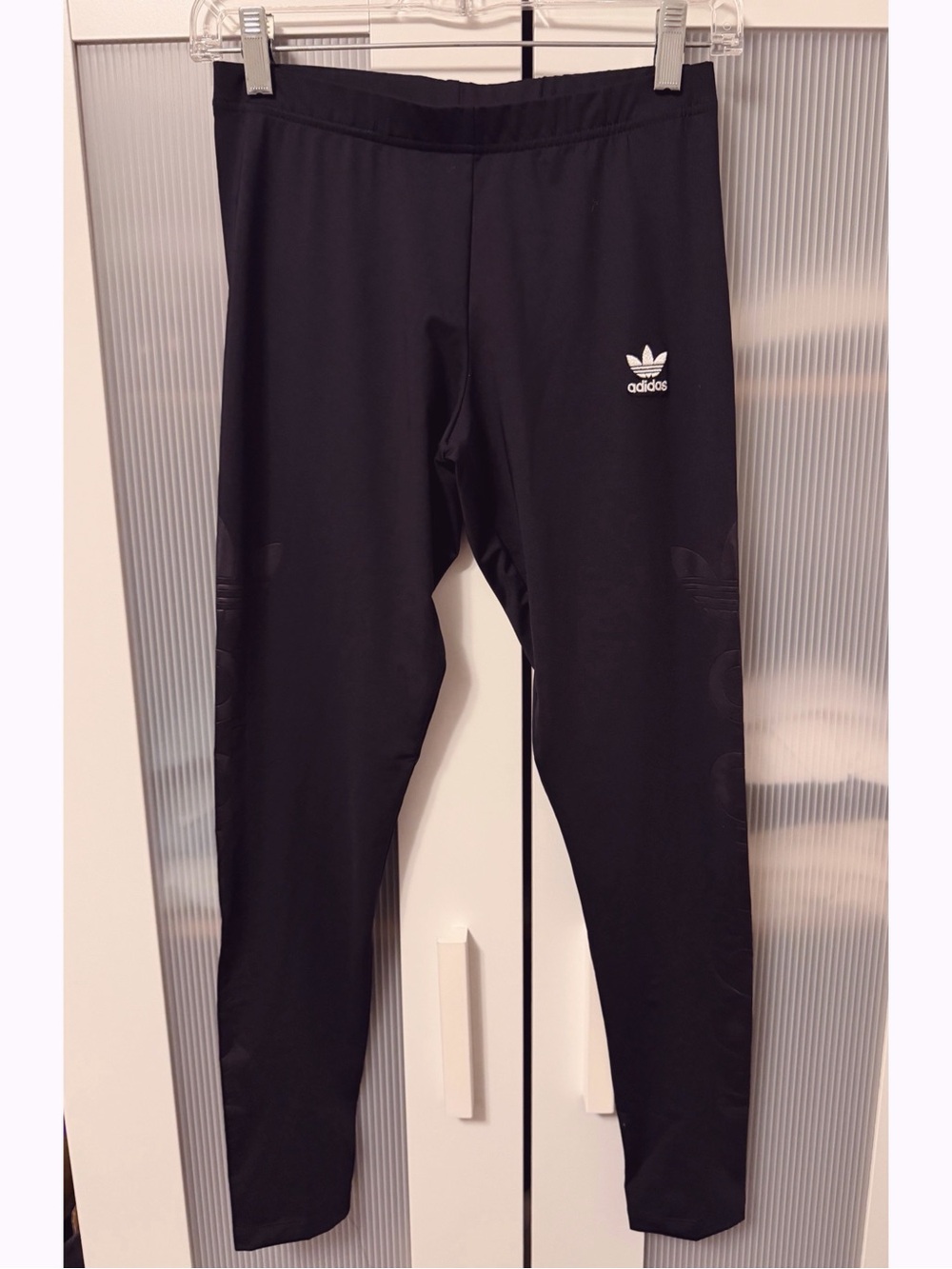 NWOT Adidas Black Trefoil Performance Leggings Embroidered Logo Size S